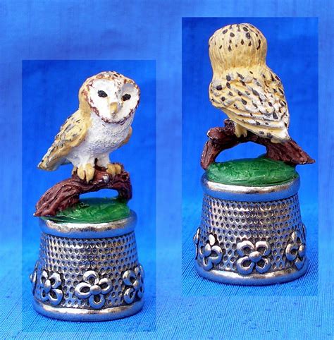 RP: Pewter Stephen Frost Hand Painted Thimble Barn Owl Owl Sewing, Vintage Sewing Machines ...