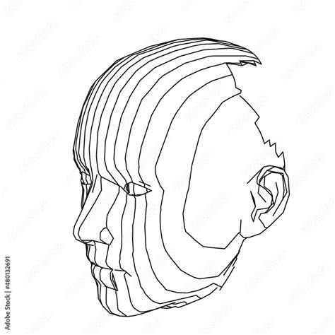 3D wireframe of a human head. Concept for Artificial intelligence and Neural Networks themes ...