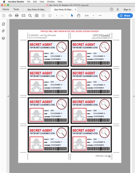 Spy Id Card Template - Sample Professional Templates