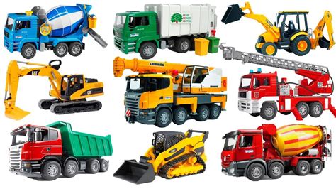 Cars toy BRUDER Construction Vehicles Garbage truck, Excavator, Mixer ...