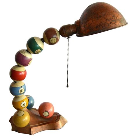 Vintage Wooden Pool Ball Lamp at 1stDibs