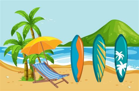 Premium Vector | Sunny day the at beach scene