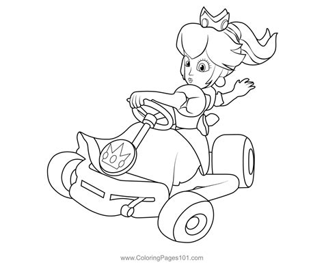 Princess Peach Mario Kart Coloring Page for Kids - Free Mario Kart ...