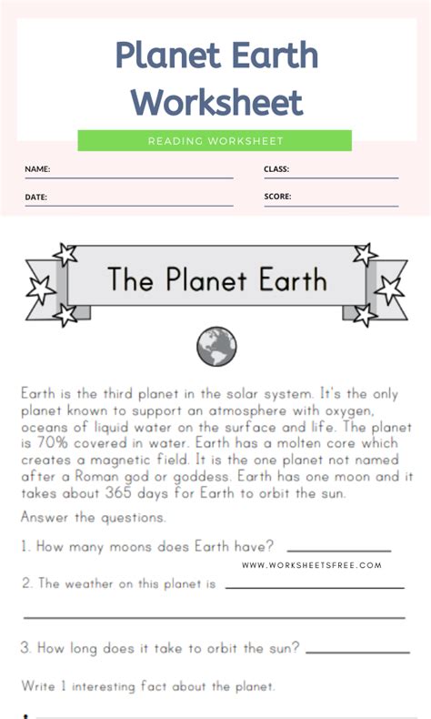 Planet Earth Worksheet | Worksheets Free