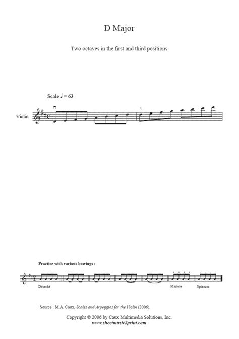 D Major Scale & Arpeggio - Violin – Sheetmusic2print