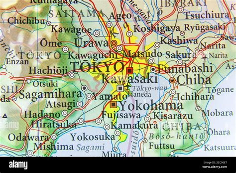 Geographic map of Japan with capital city Tokyo Stock Photo - Alamy