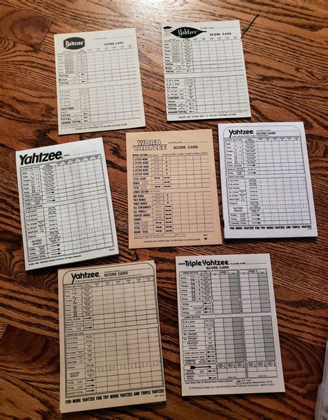 7 different Yahtzee sheets found at my Aunt's house : r/mildlyinteresting