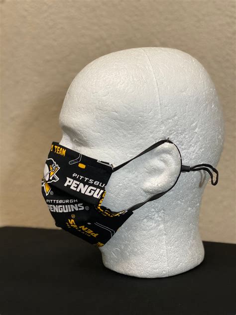 Pittsburgh Penguins Face Mask with nose wire Elastic with | Etsy