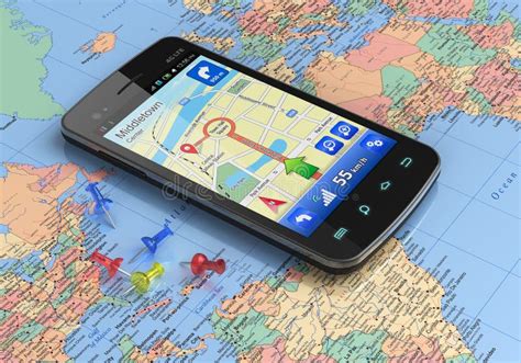 Smartphone With GPS Navigation On World Map Royalty Free Stock Image ...