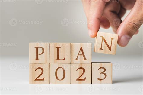 2023 new year goal planning idea, wood block cube with new year 2023 ...