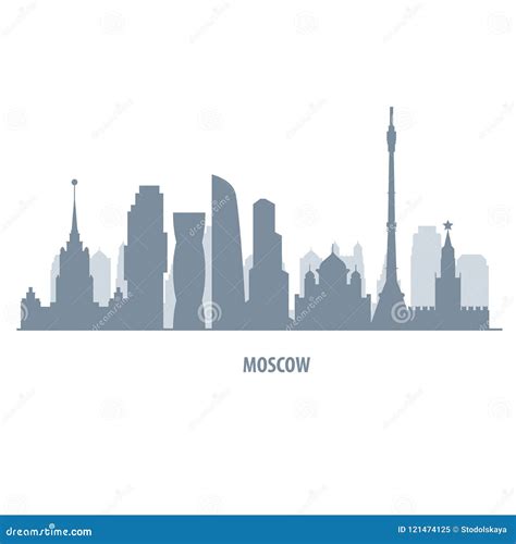 Moscow Skyline Silhouette - Landmarks Cityscape in Liner Style Stock Vector - Illustration of ...