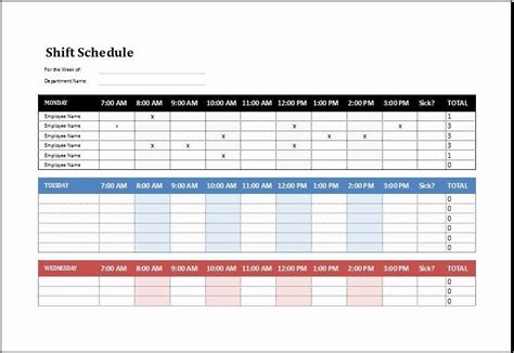 Monthly Shift Schedule Template Inspirational Employee Shift Schedule ...