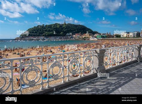 A view to San Sebastian beaches suring summer 2020 Stock Photo - Alamy