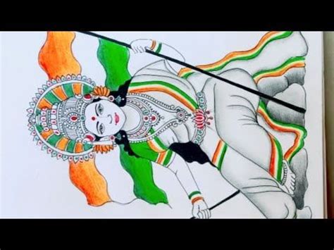 How to draw a simple & beautiful Drawing of Bharat Mata/Republic day ...