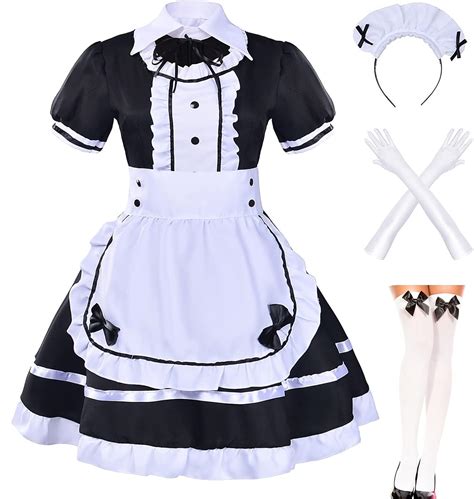 Elibelle Japanese Anime sissy maid dress Cosplay Sweet Classic Lolita Fancy Apron with socks ...