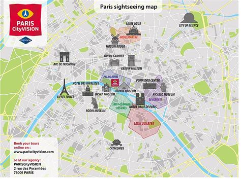 Paris Tourist Map Downloadable Map PARISCityVISION PARISCityVISION ...