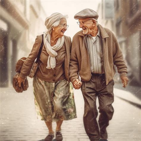 Premium Photo | An old couple walking hand in hand holding hands and ...