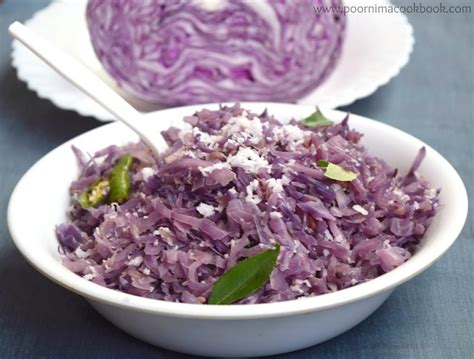 Poornima's Cook Book: Purple Cabbage Poriyal / Purple Cabbage Stir fry - South Indian Style