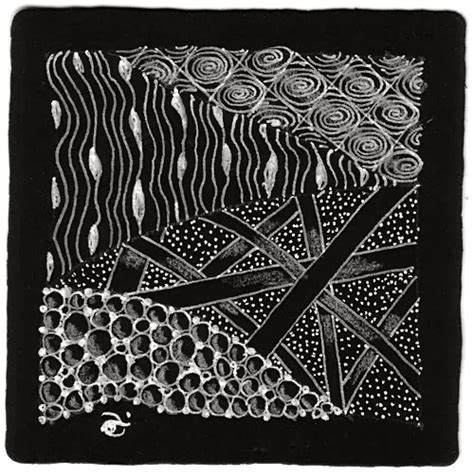 More fun with black Zentangle tiles