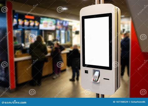 Self-service Desk with Touch Screen Stock Image - Image of cafe ...