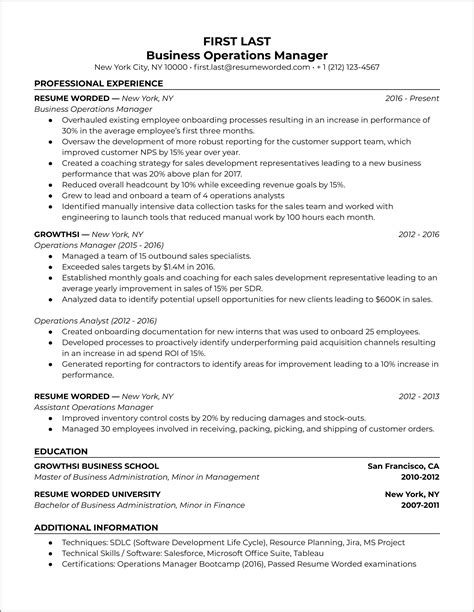 Operations Manager Resume Sample Writing Guide For 20 - vrogue.co