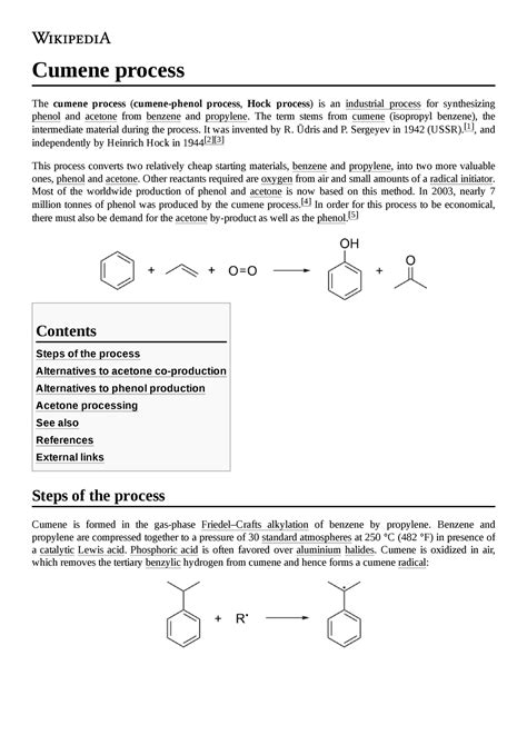 Cumene process - Reaktionsname - Cumene process The cumene process ...