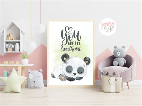 Set 3 panda nursery printable panda wall art decor panda | Etsy