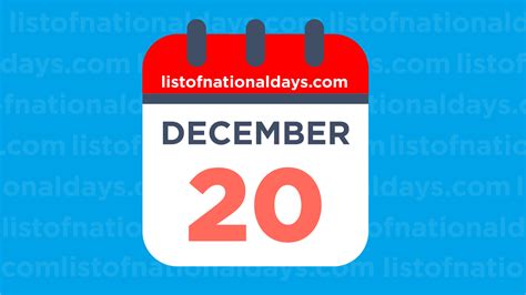 DECEMBER 20TH: National Holidays,Observances & Famous Birthdays