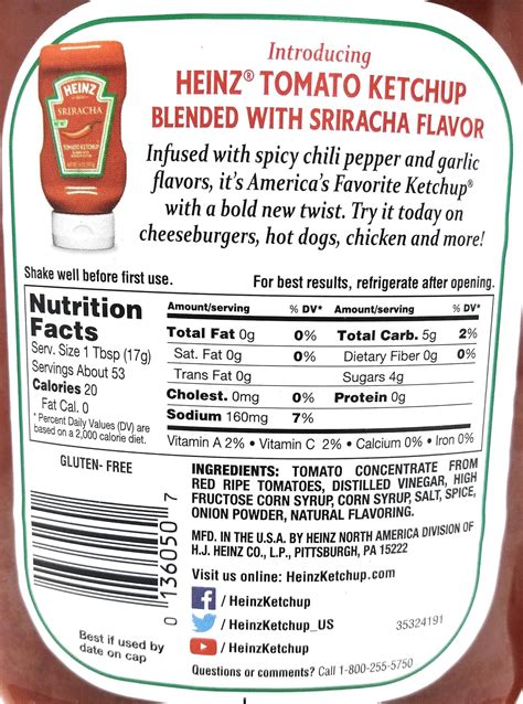 Nutrition Facts Heinz Ketchup | Besto Blog