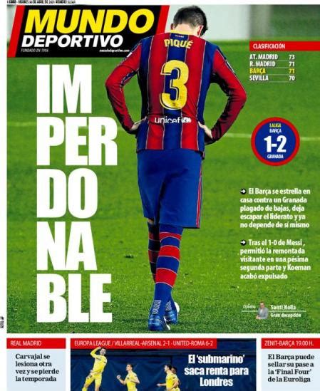 Portada Mundo Deportivo, viernes 30 de abril de 2021