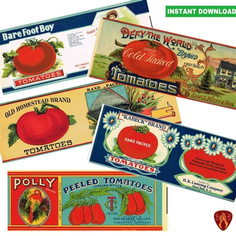 Vintage Tomato Tin Can Labels Vegetable Prints Kitchen Decor - Etsy