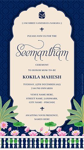 Traditional Seemantham Invitation Online - Happy Invites