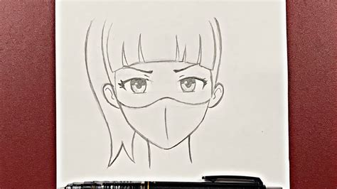 Easy anime drawing | how to draw anime girl wearing a mask easy step-by-step - YouTube