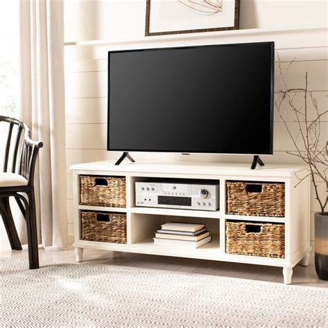 Entertainment Unit in Distressed White | Chairish