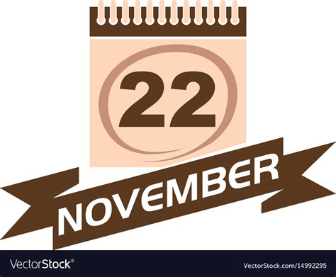 22 november calendar with ribbon Royalty Free Vector Image