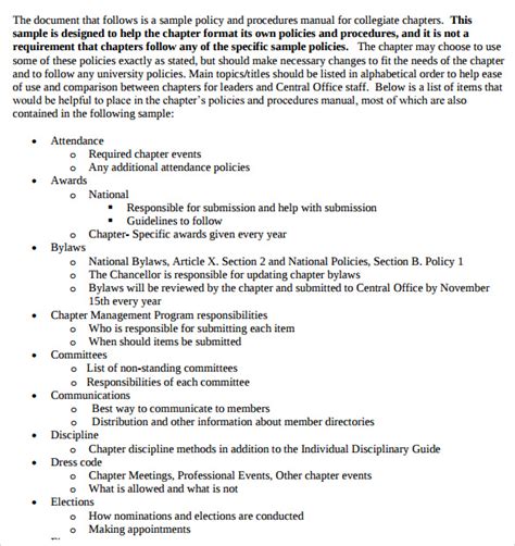 Sample Procedure Manual Template - 8+ Free Documents in PDF , Word