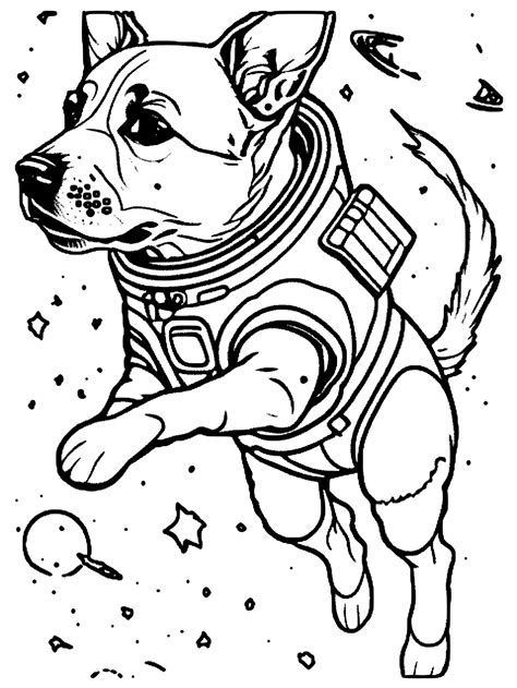 Futuristic Space Dog Coloring Page · Creative Fabrica