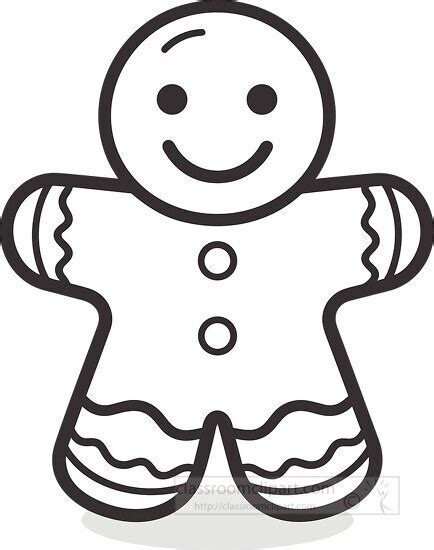 Holiday Outline Clipart-gingerbread man black outline