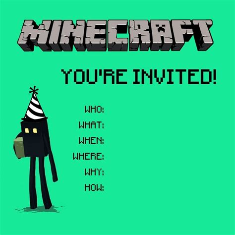 Minecraft Party Invitation Template Free