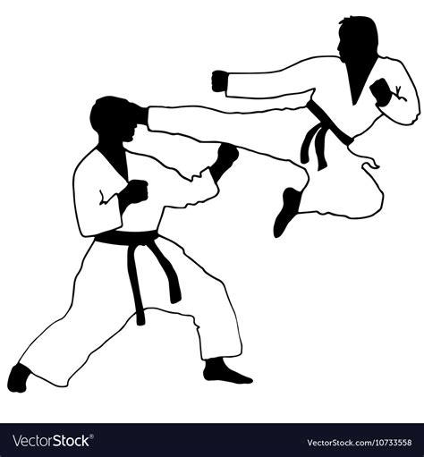 Karate sport jump kick Royalty Free Vector Image