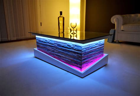 Glass coffee table with led lights rustic modern design stone model – Artofit