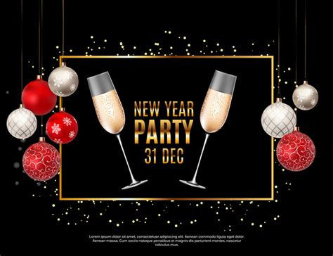 New year party background with christmas balloon vector free download