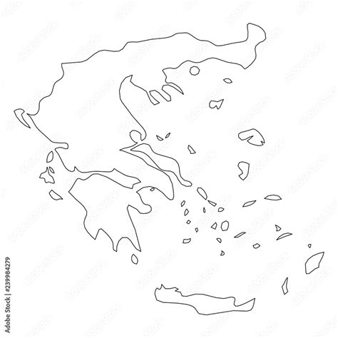 Greece - solid black outline border map of country area. Simple flat ...