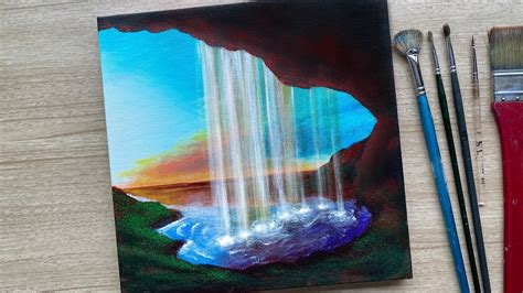 Waterfall Acrylic Painting for Beginners / Daily Challenge #80 - YouTube