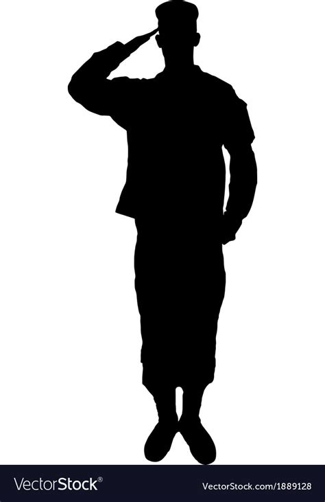 Saluting army soldier silhouette on white Vector Image