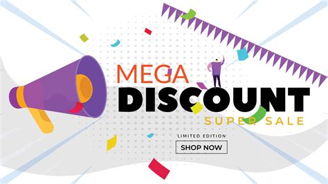 super mega discount promotion banner 8514860 Vector Art at Vecteezy