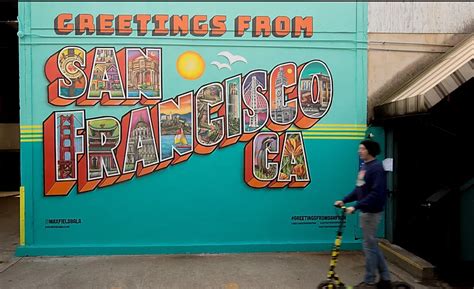 Greetings From San Francisco Mural in Fishermans Wharf by Maxfield Bala ...