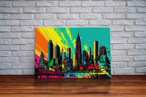 Chicago City Skyline Graffiti Art Framed Canvas Print Large - Etsy