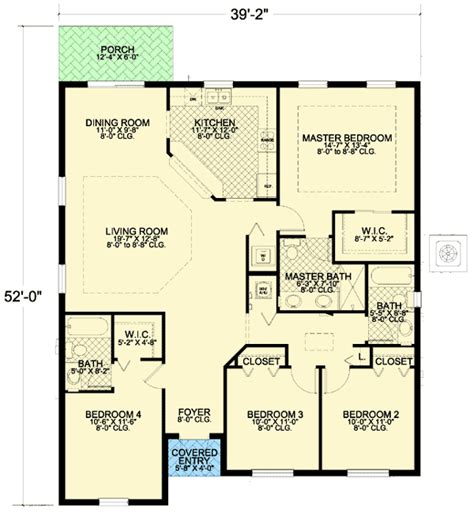 Small 4 Bedroom Mediterranean House Plan - 32212AA | 1st Floor Master ...