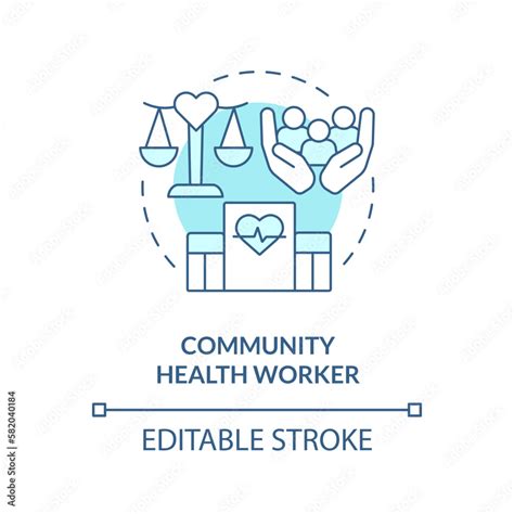 Community health worker turquoise concept icon. Social services. Career in advocacy abstract ...